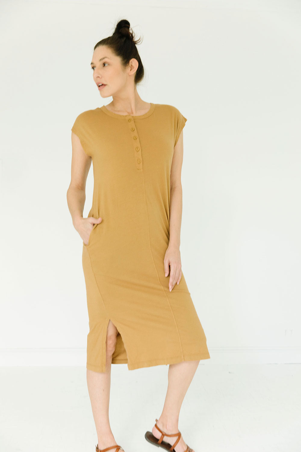 The Organic Market Dress in Bone Brown - FACTORY SECONDS, FINAL SALE