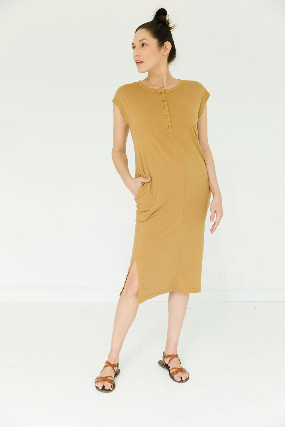 The Organic Market Dress in Bone Brown - FACTORY SECONDS, FINAL SALE