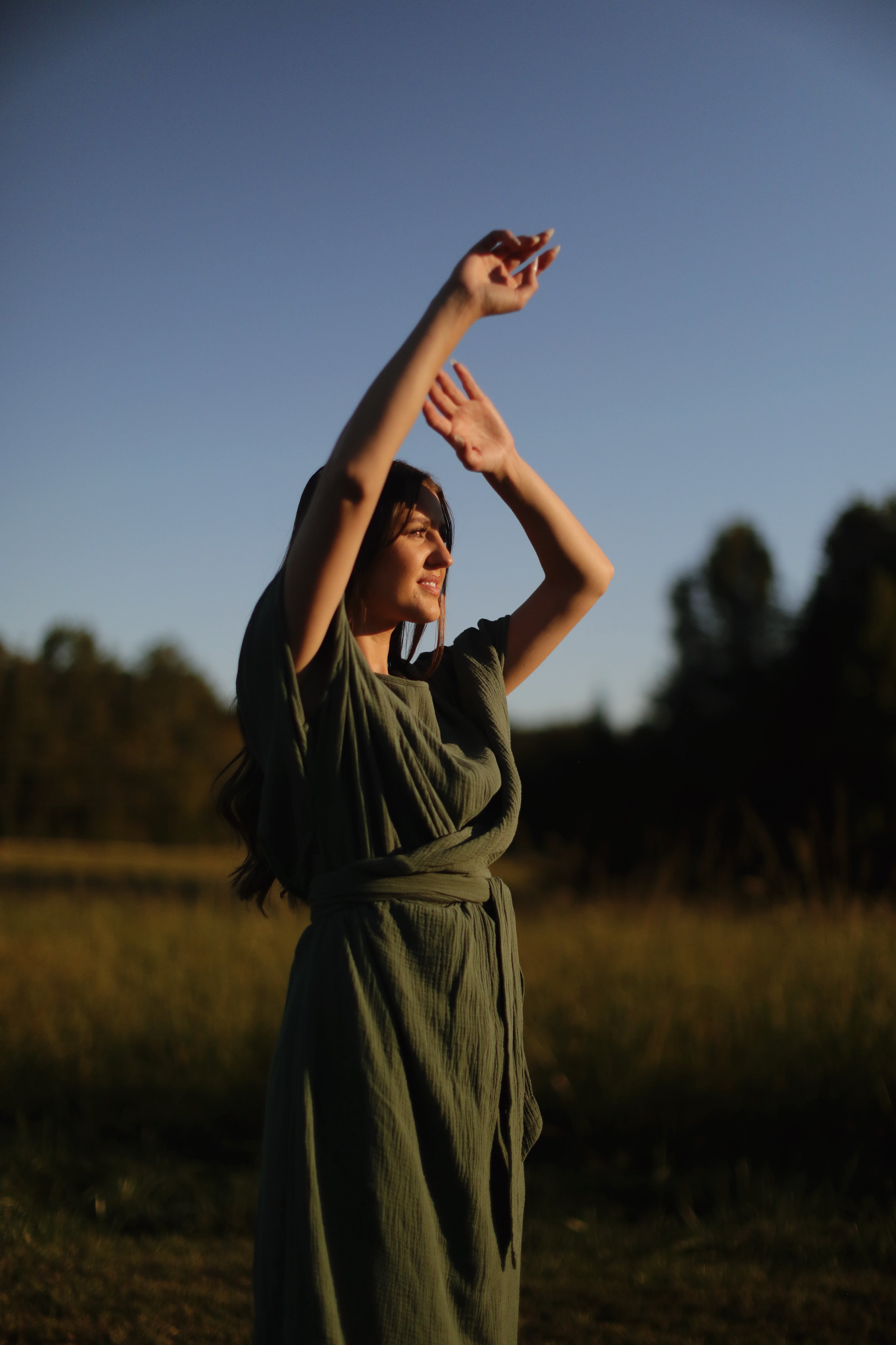 The Dolman Dress in Green Moss