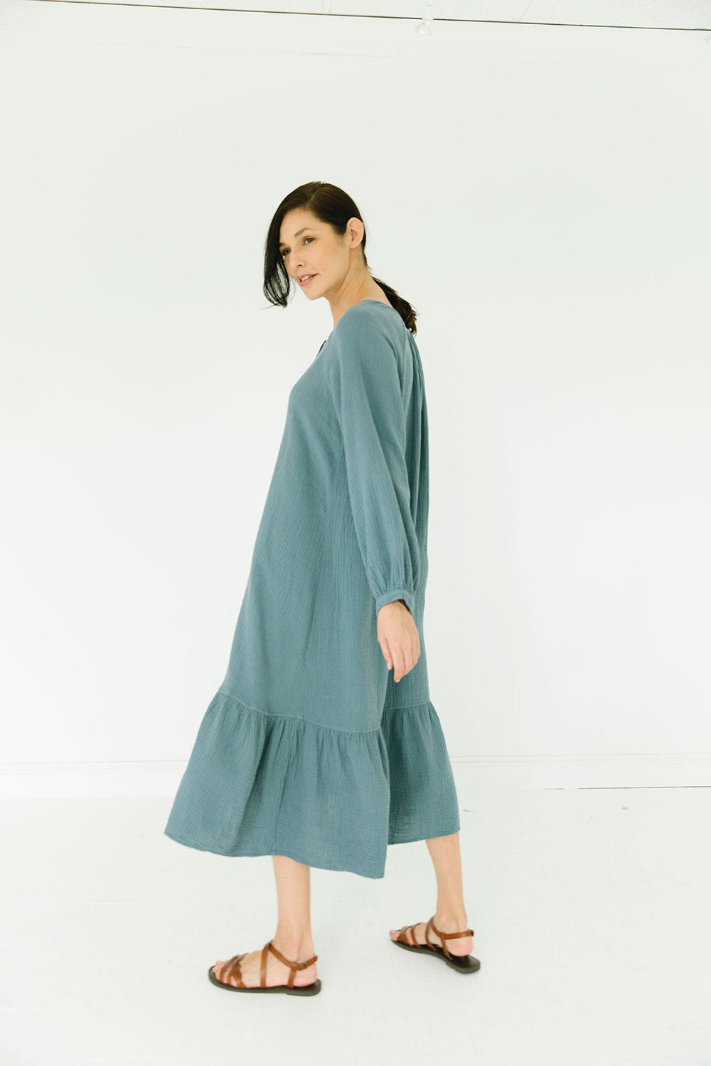 The James Dress in Blue Gray