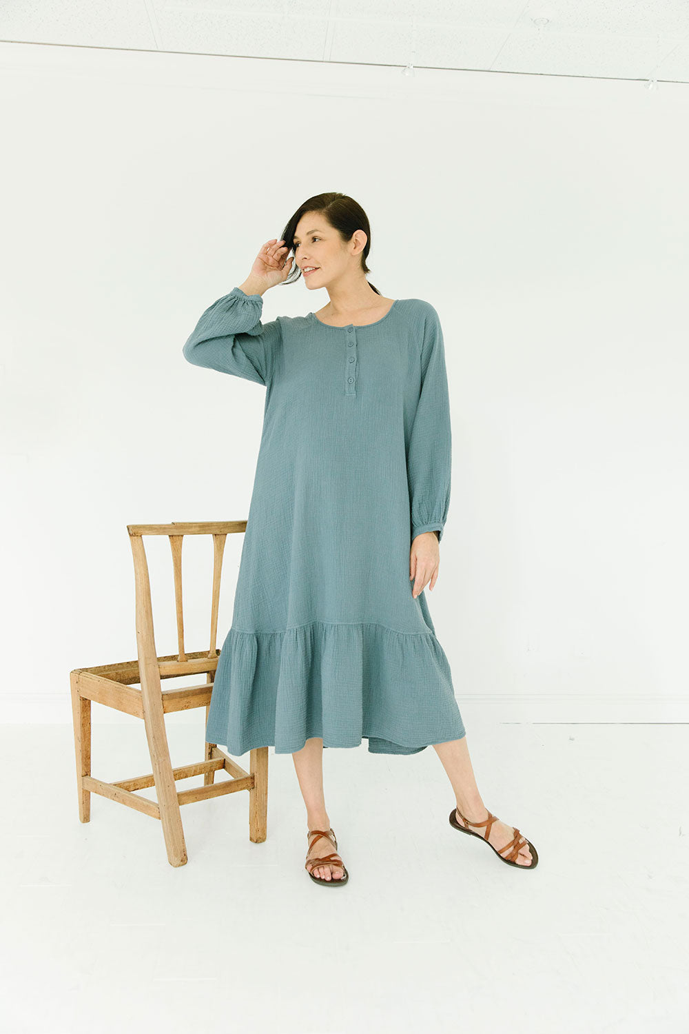 The James Dress in Blue Gray