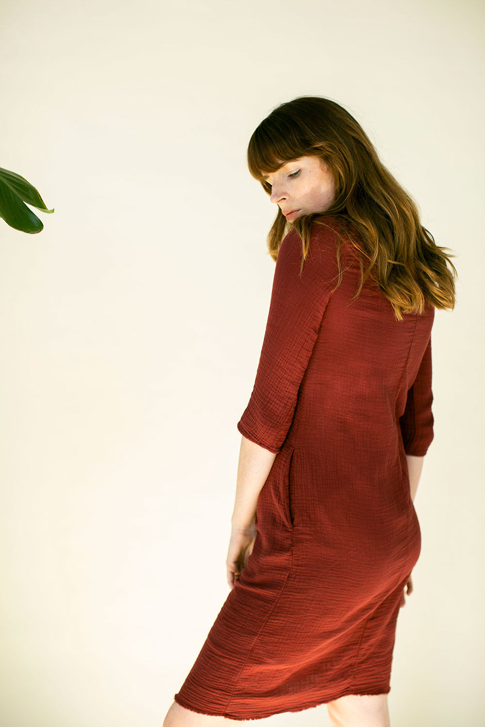The Gauze Charlie Dress in Red Pear