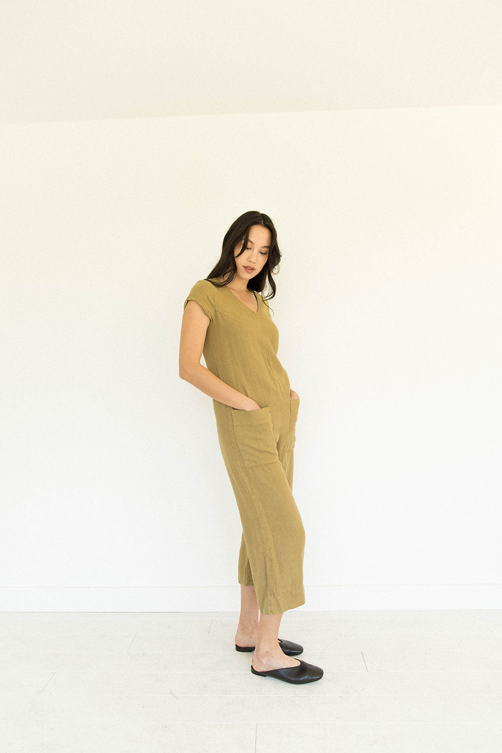 The Linen Jumpsuit in Fennel Seed