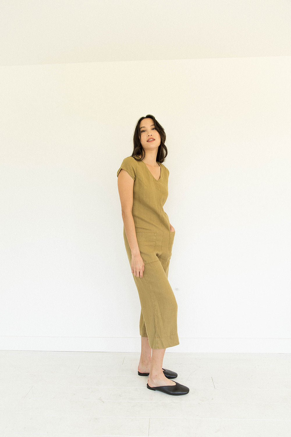 The Linen Jumpsuit in Fennel Seed