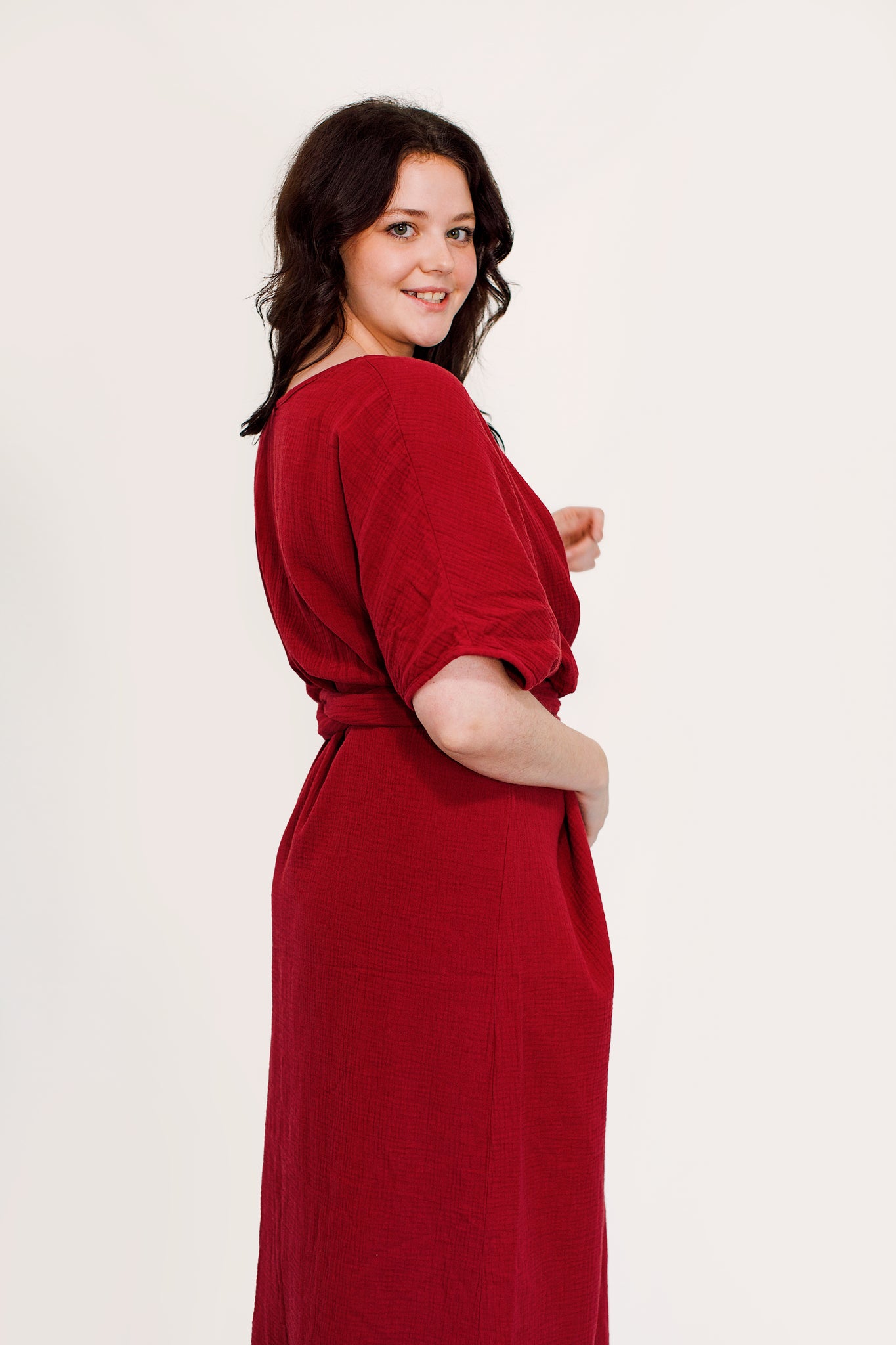 The Dolman Dress in Garnet