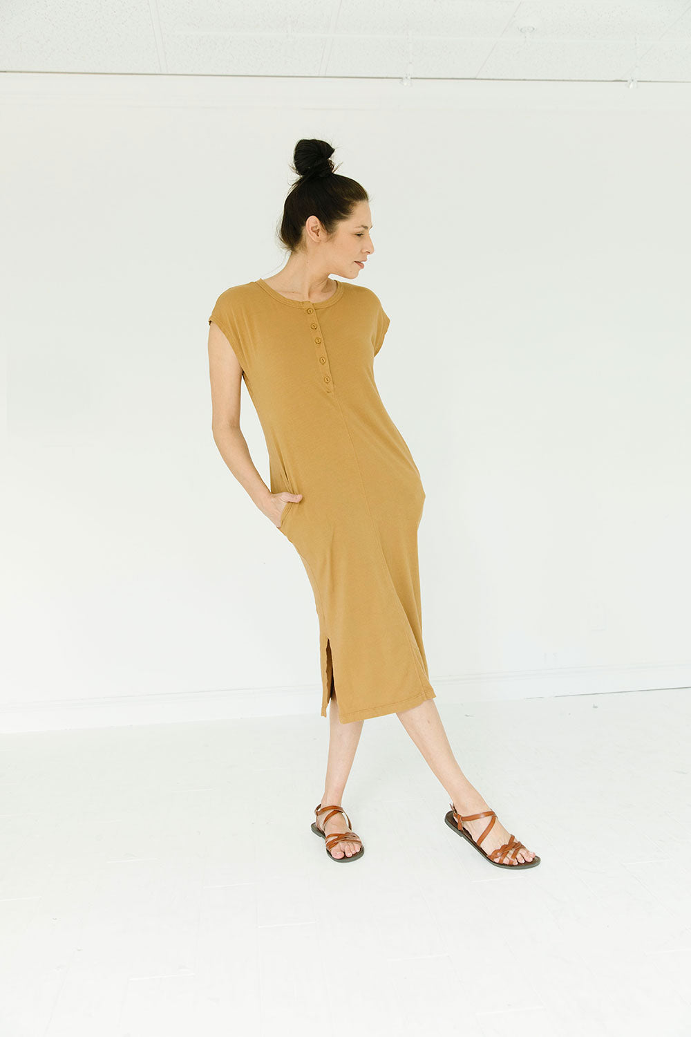 The Organic Market Dress in Bone Brown - FACTORY SECONDS, FINAL SALE