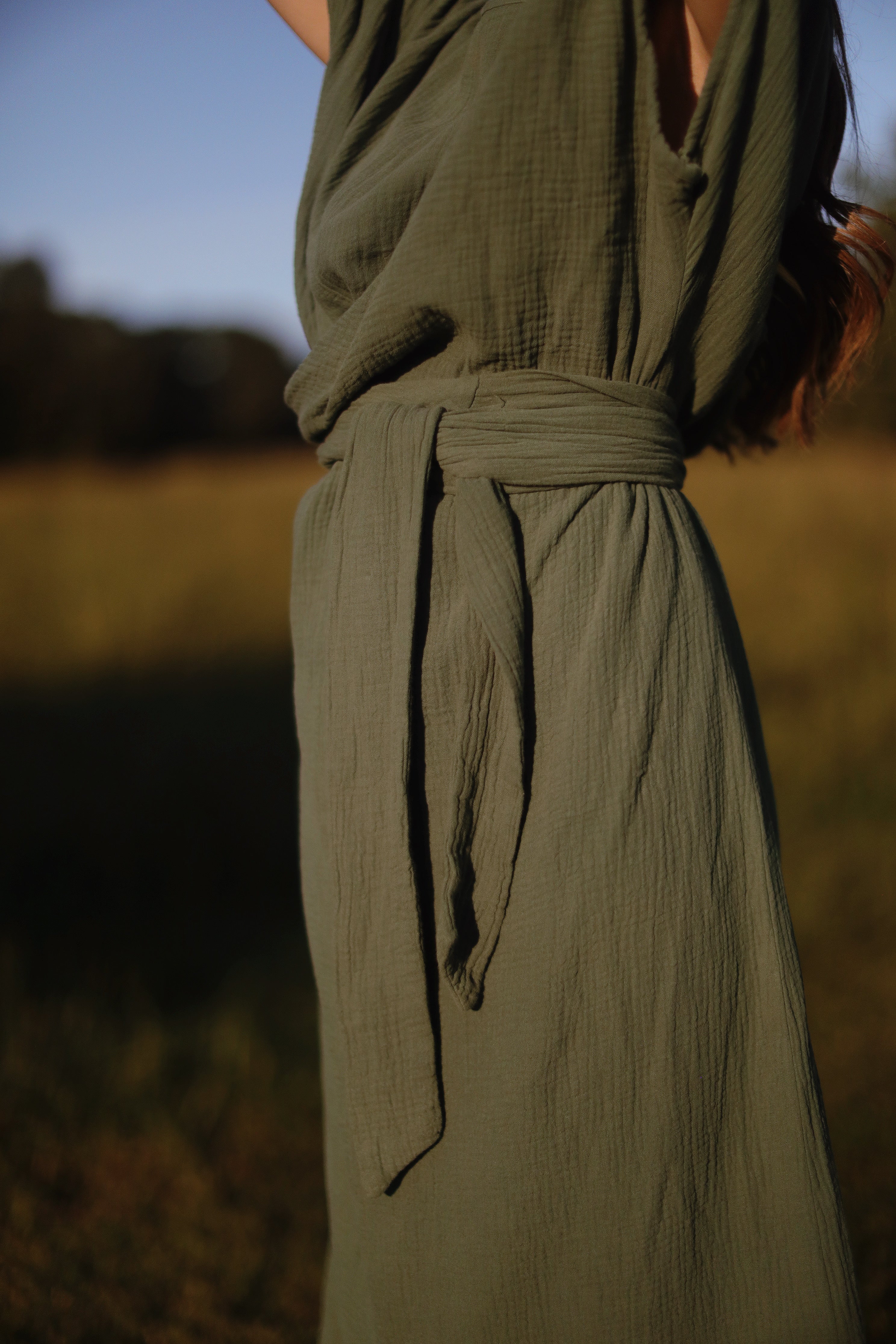 The Dolman Dress in Green Moss