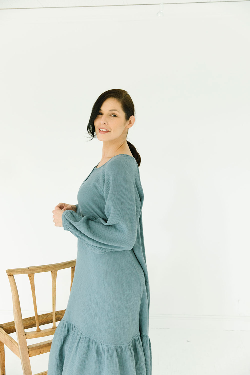 The James Dress in Blue Gray