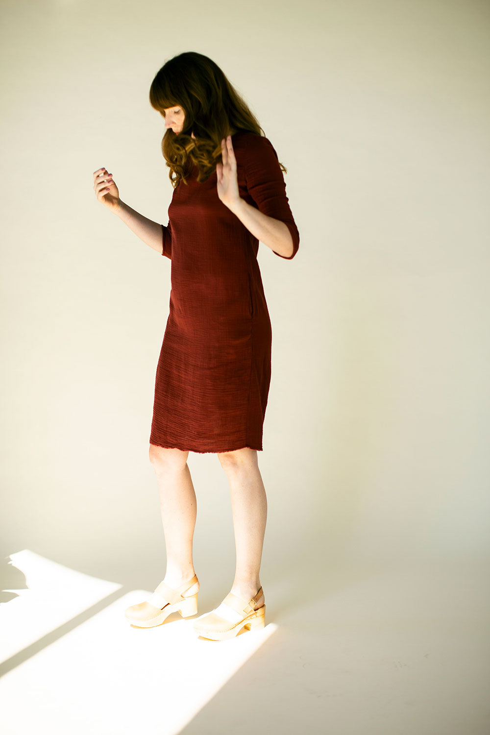 The Gauze Charlie Dress in Red Pear