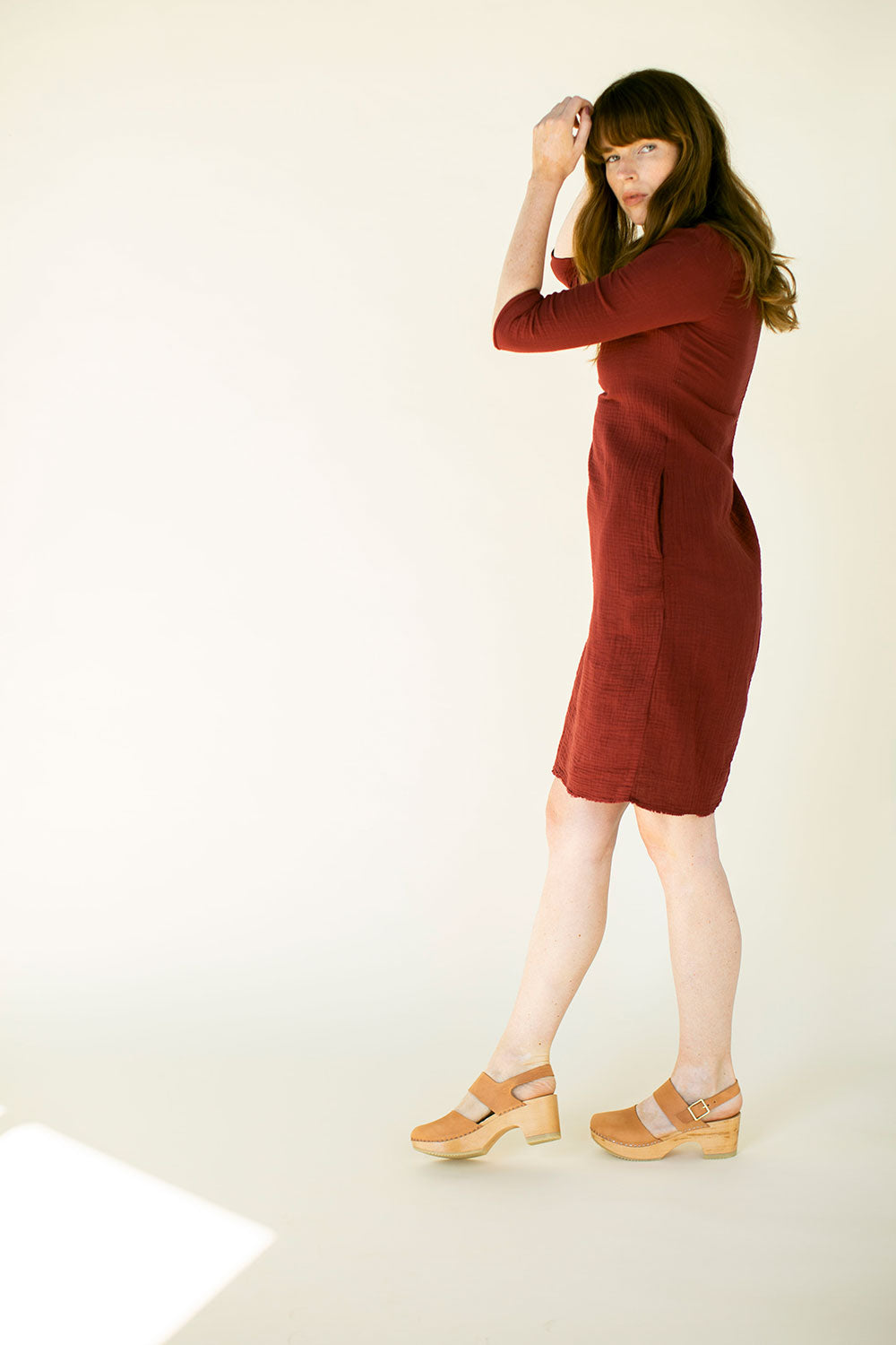 The Gauze Charlie Dress in Red Pear