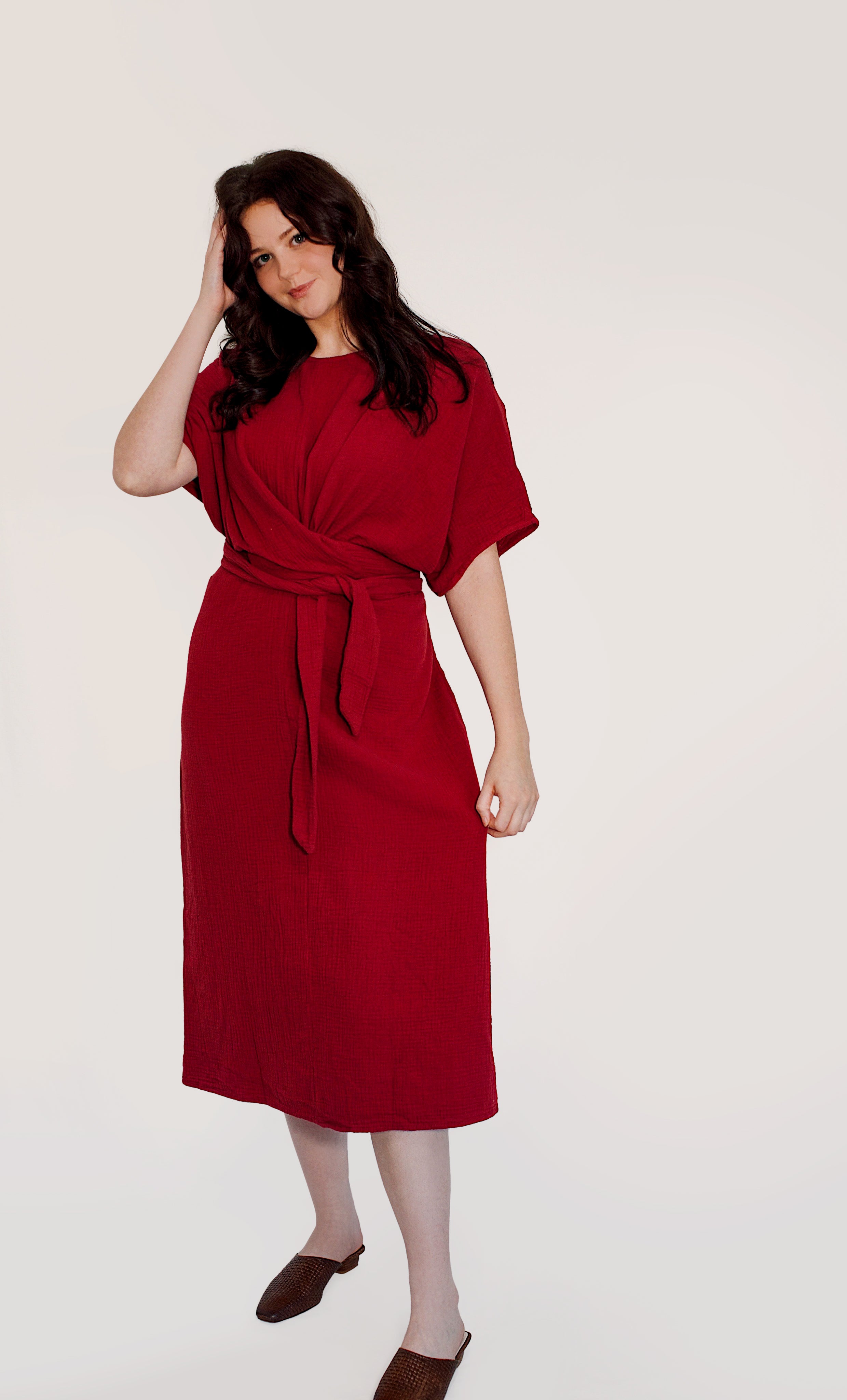 The Dolman Dress in Garnet
