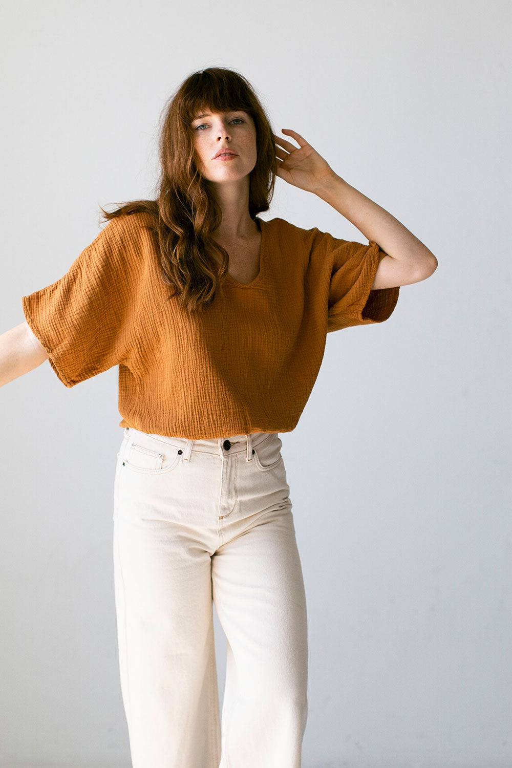 The Gauze Dolman Top in Meerkat